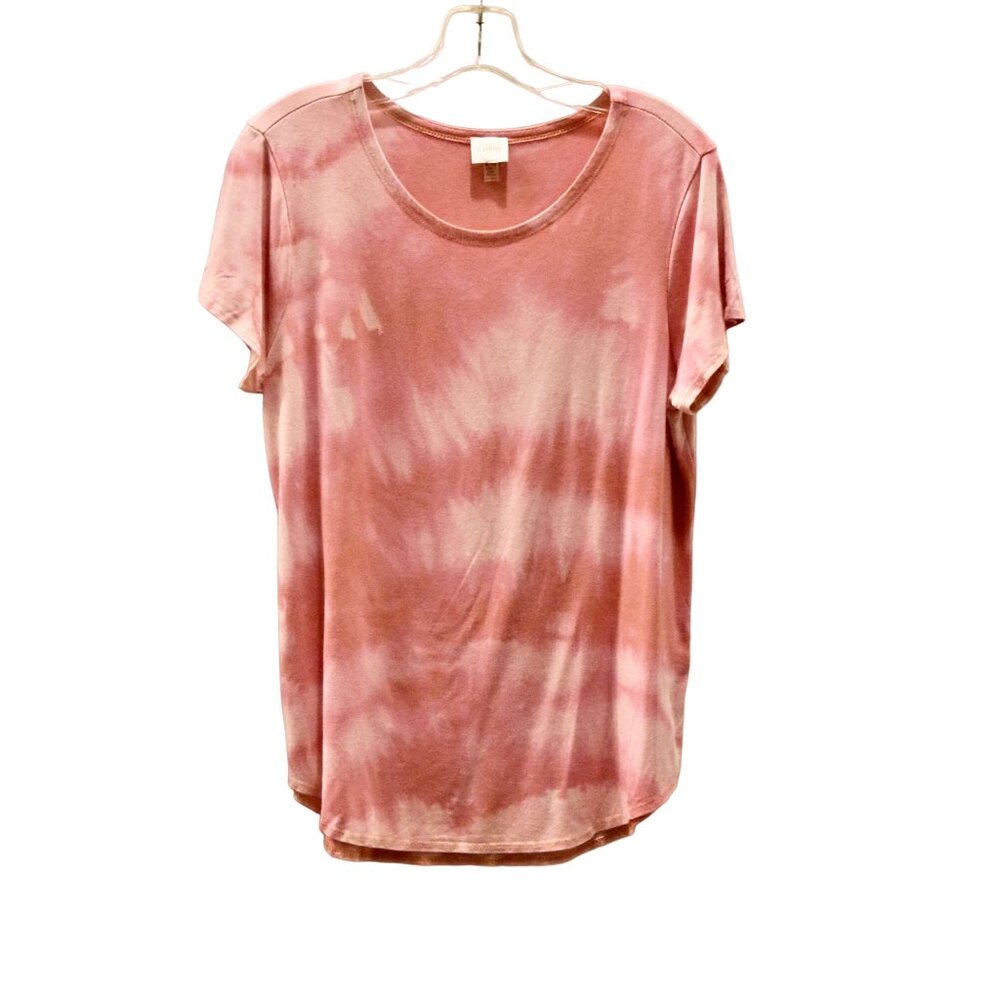 Women's Cupio Pink Custom Bleach Dye Scoop Neck Tee Size XL